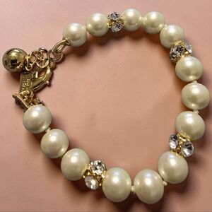 Kate Spade Pearl and Gold Crystal Stretch Bracelet